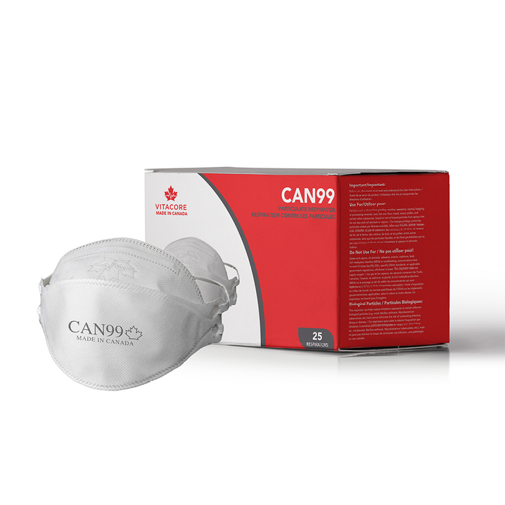 alt: KN99 Face Mask - White - CAN99 Surgical Respirator - Health Canada Authorized/CSA Certified/CE FFP3 - Pack of 25